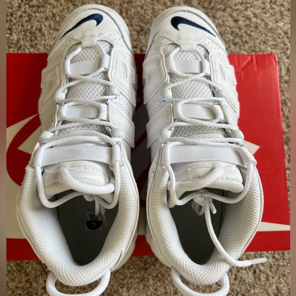 Nike Air More Uptempo White Midnight Navy Grade School GS - Picture 4 of 12